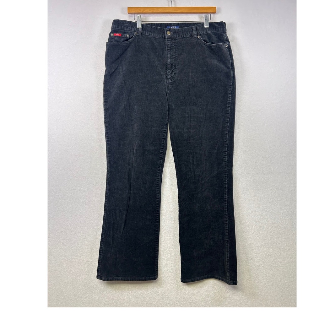 Chaps Corduroy Pants Womens Size 16 Black Flare‎ Bootcut Casual Bottoms